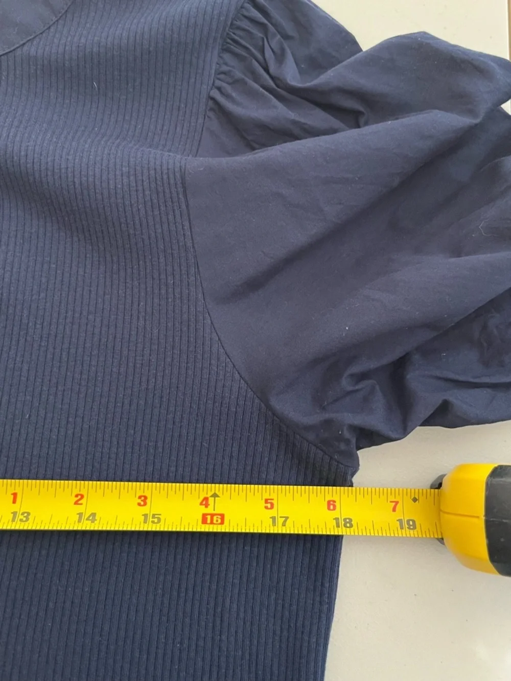 J. Crew Sz XL Navy Blue Perfect Rib Puff-sleeve Henley Shirt